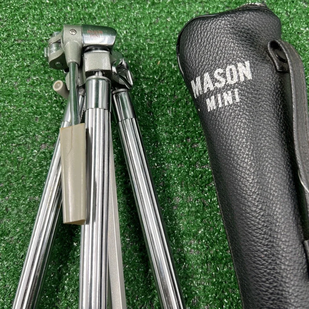Vintage Mason Mini Metal‎ Portable Adjustable Camera Tripod and Leather Case